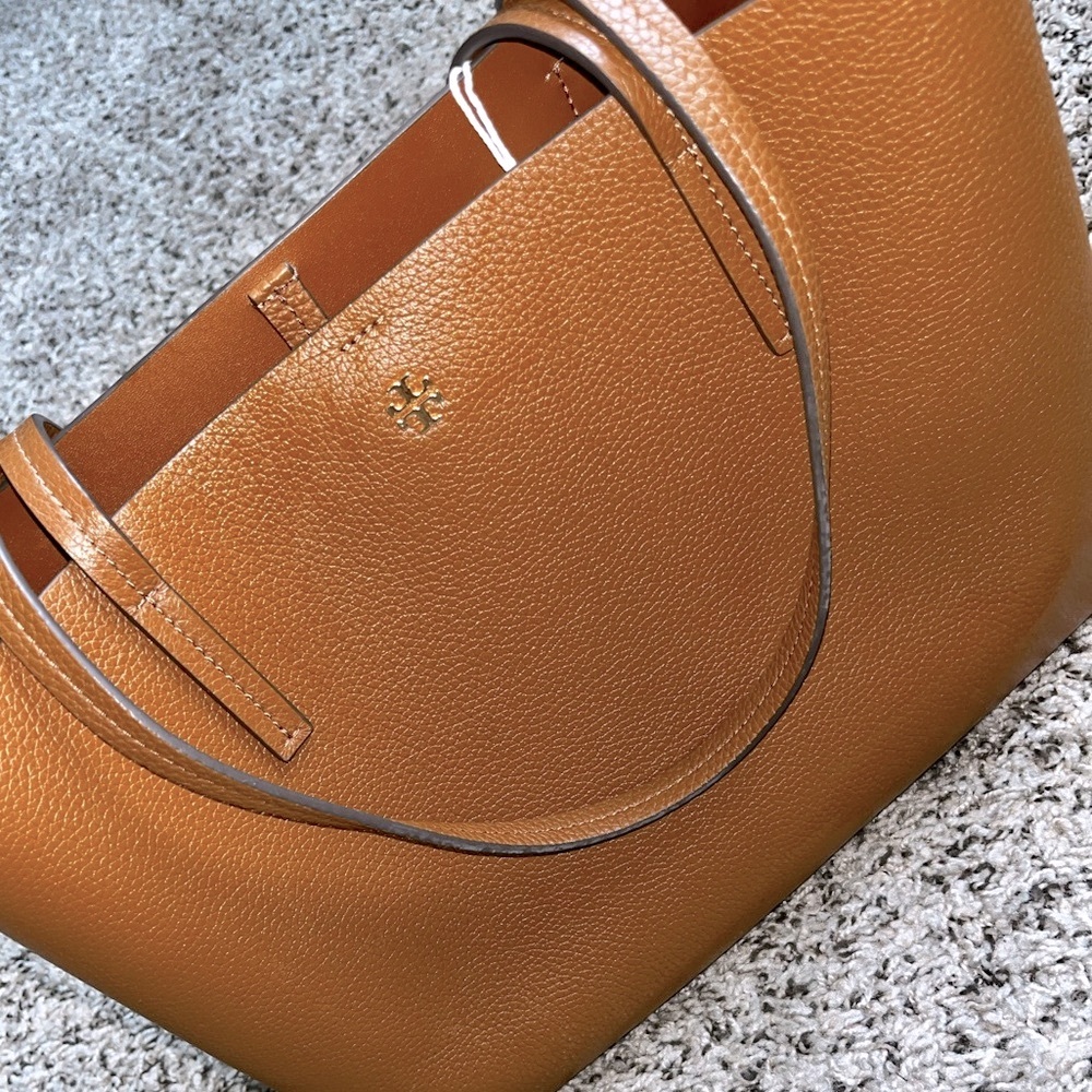 New With Tags - Tory Burch Blake Medium Tote - Pebbled Leather, Rich Brown